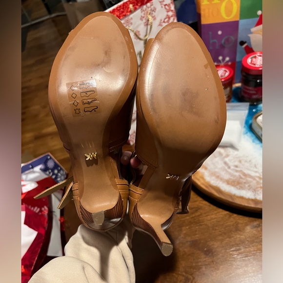 Michael Kors Open Toe High Heeled ankle boot/Bootie/Shootie tan/brown/beige - Picture 4 of 8